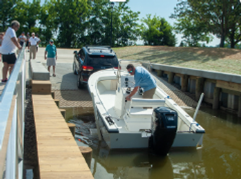 Randy putting boat in Clontz